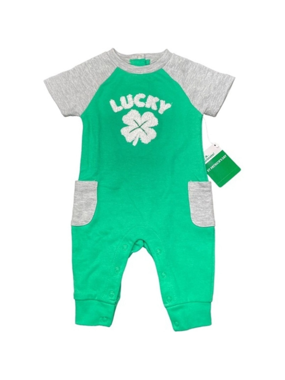 St Patricks Day Unisex 0-3 Months Romper Longall Short Sleeve Outfit Green NWT